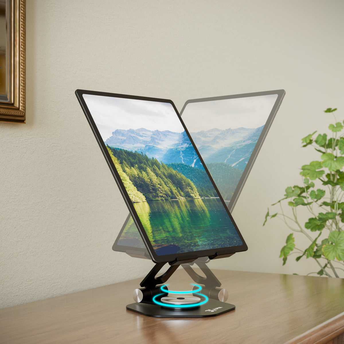 Draaibare Alpha Desk Companion tabletstandaard in Obsidian Black